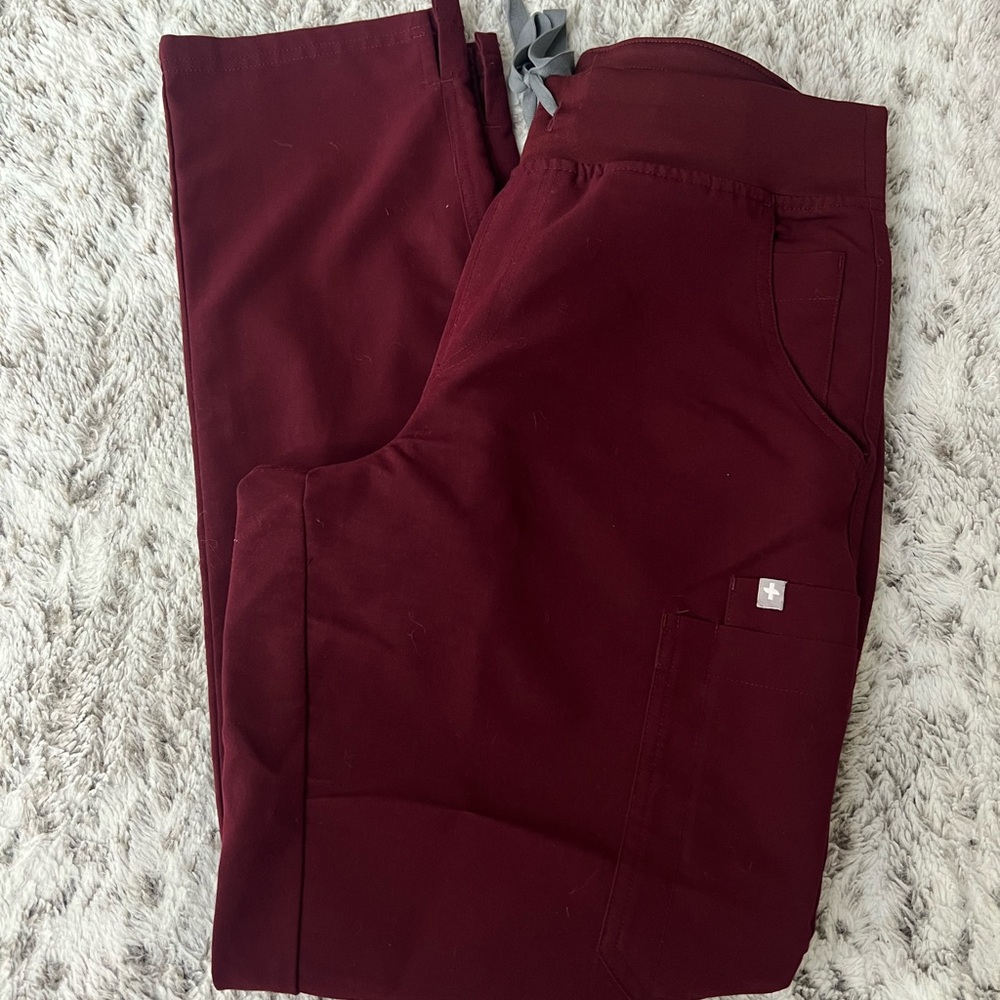 Figs Red Cargo Pants with Soft Fabric